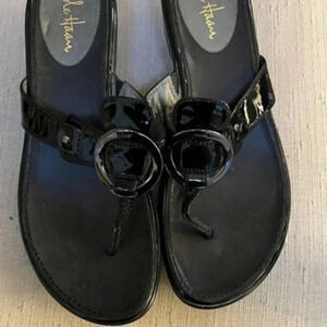 Black Patent Cole Haan Nike Air Thong Sandals